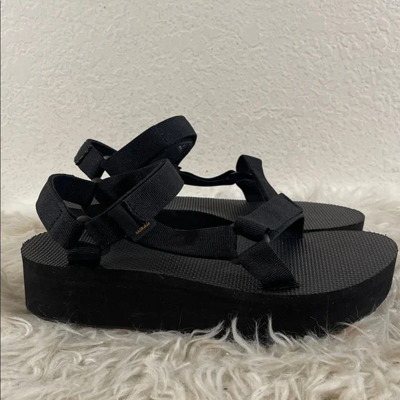 TEVA Flatform Universal Sandal Strappy Velcro Black Size 11 NEW - Picture 5 of 16